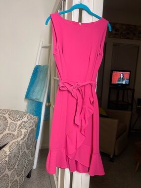 Calvin Klein | Dresses | Calvin Klein Sleeveless Fit Flare Mesh Panel  Ribbon Stripe Black Midi Dress 2 | Poshmark